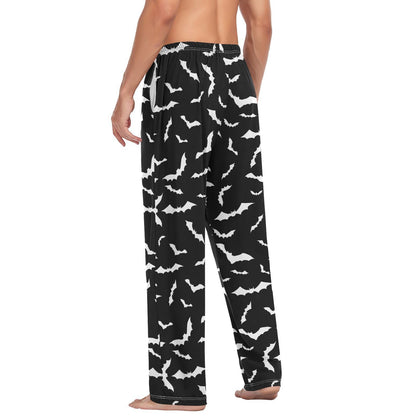 JHKKU Halloween Bats Pajama Pants for Men's Soft Comfy Sleepwear Lounge Lightweight Pj Bottoms with Pockets Drawstring, Large