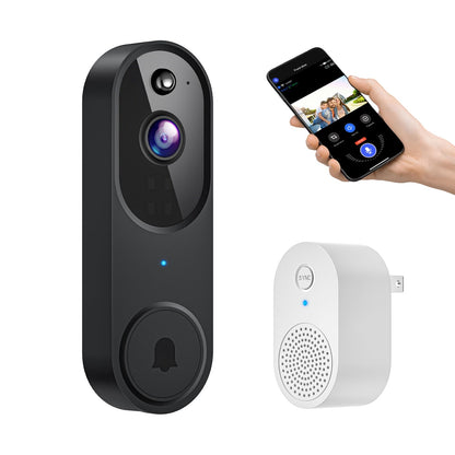 GridTera Smart Video Doorbell Camera Wireless, AI Human Detection and Instant Alerts, Night Vision, 2-Way Audio, Battery Powered, Cloud Storage Sold Seperately, 2.4G WiFi (Chime Included)