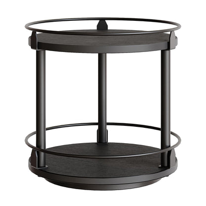 3-Tier Lazy Susan Organizer, Rotating Spice Rack, Spinning Organizer, Industrial Turntable Spice Rack Organizer for Cabinet, Kitchen Countertop, Pantry, Rustic Brown and Black SR23BR