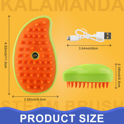 KALAMANDA Cat Steam Brush, 3 In 1 Cat Steamy Brush, Silicone Massage Grooming Brush, Pet Hair Cleaning Brush Comb for Cats Dogs (Green)