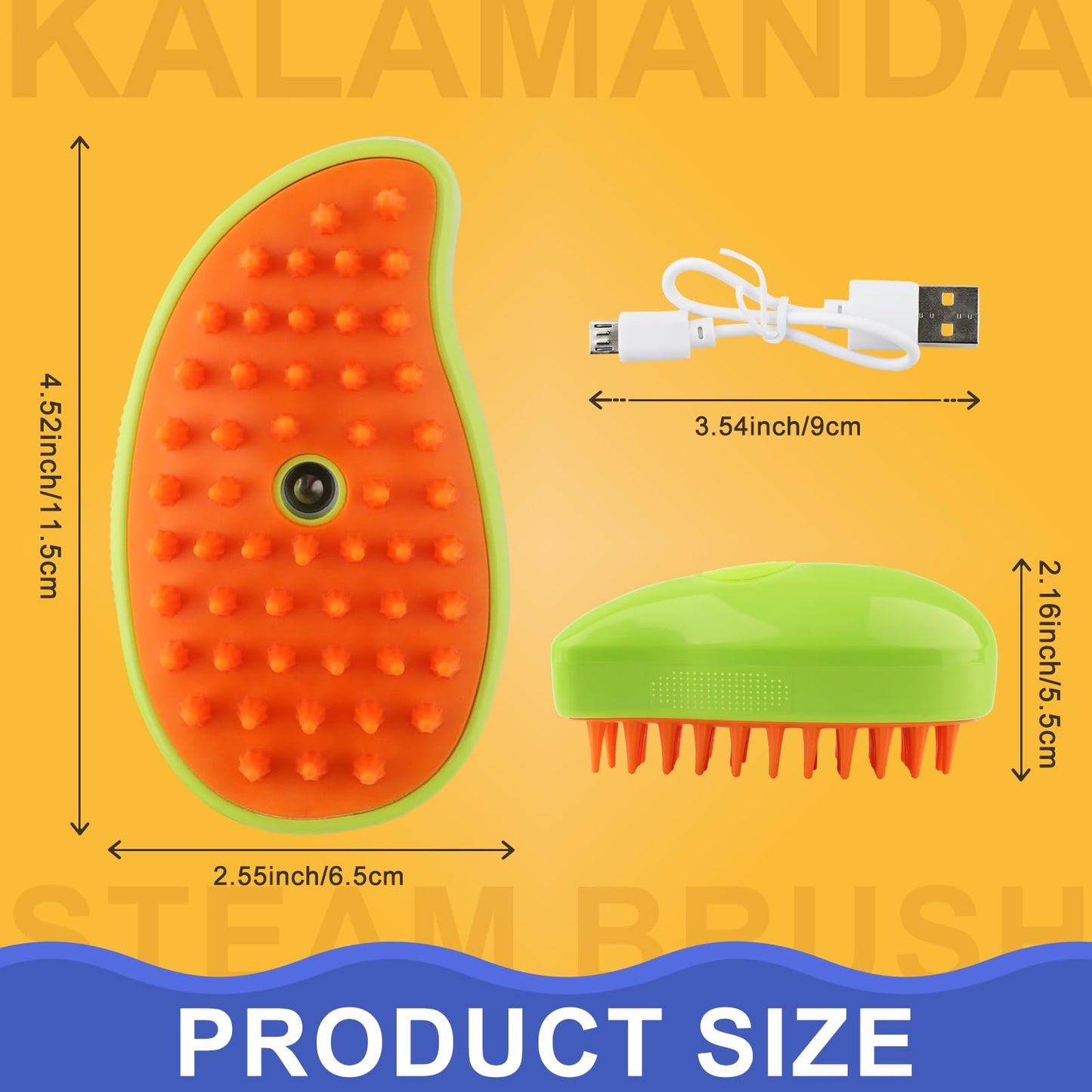 KALAMANDA Cat Steam Brush, 3 In 1 Cat Steamy Brush, Silicone Massage Grooming Brush, Pet Hair Cleaning Brush Comb for Cats Dogs (Green)