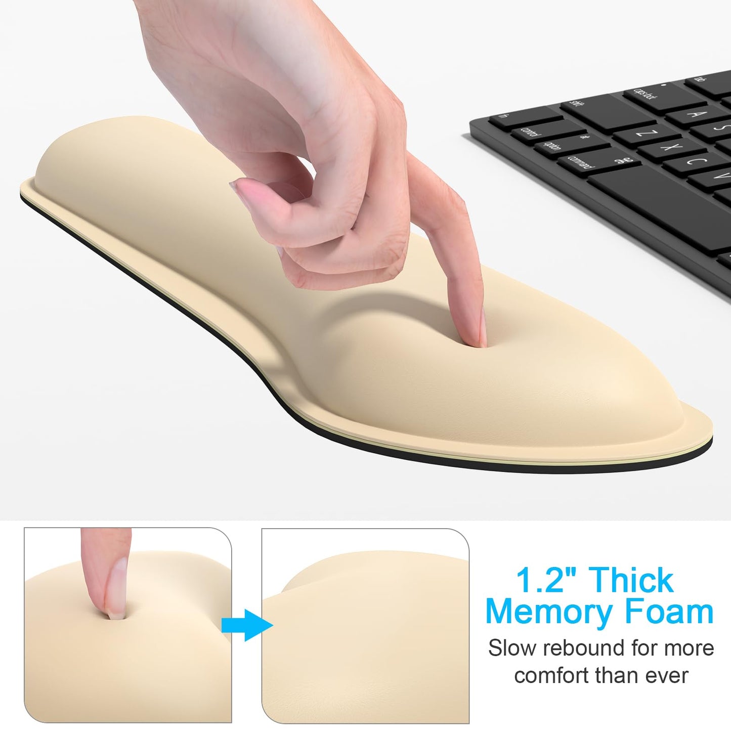 Dapesuom Keyboard Wrist Rest Set, Cute PU Leather Wrist Cushion for Computer Keyboard and Mousepad, Memory Foam Mouse Pad Rests Support with Non-Slip Base for Typing Pain Relief Laptop, Colonial White