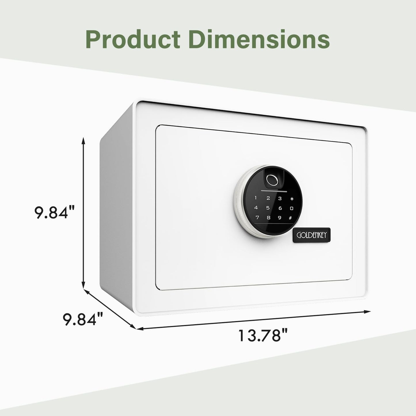 Goldenkey Luxury Jewelry Safe with Fingerprint&Keypad Lock, Document Safe Box with Soft Velvet Lining, Removable Shelf, High Security for Home Office, Hotel, 1.2 Cu.Ft.