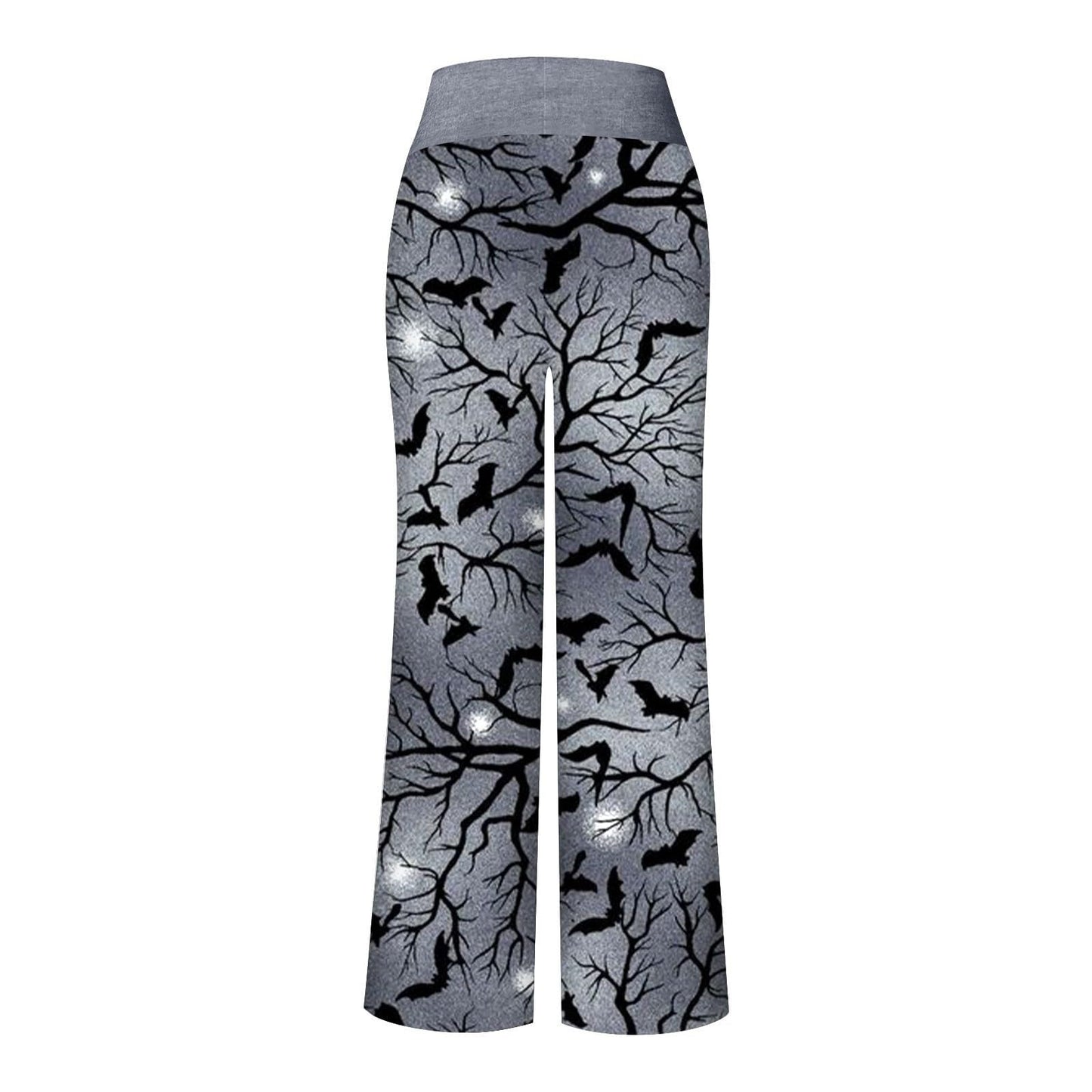 Halloween Pjs Pants,Halloween Pajama Women Pj Pants Fall Pumpkin Skull Ghost Print Loose Fit Elastic Waist Drawstring Wide Leg Trouser Pant Jammies Pjs Outfits,M