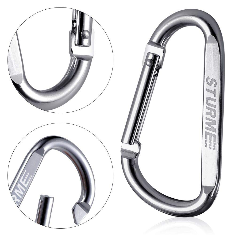 3" Aluminum D Ring Carabiners Clip D Shape Spring Loaded Gate Small Keychain Carabiner Clip Set for Outdoor Camping Mini Lock Snap Hooks Spring Link Key Chain Durable Improved 12 PCS (Assorted)