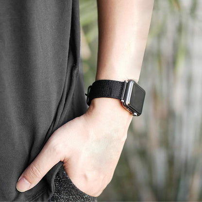 CNYMANY 20mm Universal Ballistic Watch Band, Nylon Canvas Woven Loop Replacement Strap Wristband Buckle Fastener Adjustable Closure for Smart-watch Sport Fitness Tracker - Black