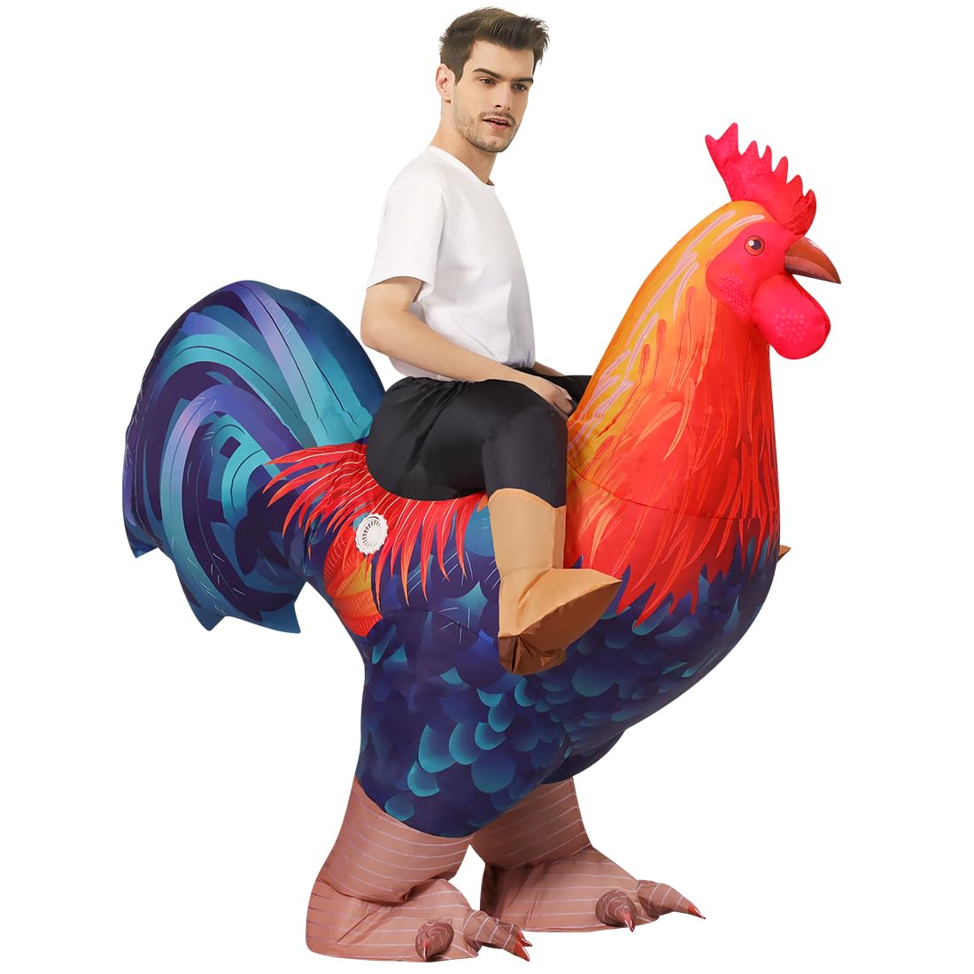 COMIN Inflatable Chicken Costume Ride-on Rooster Adult Blow up Suit Funny Fancy Dress Cosplay Halloween Costume
