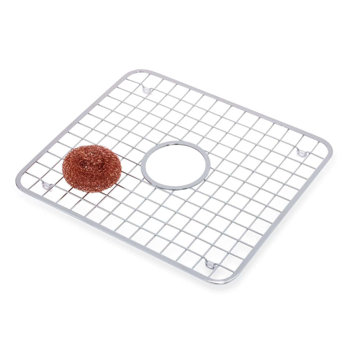 InterDesign Sink Grid with Hole, Polished Stainless Steel, 12.75x11 inches