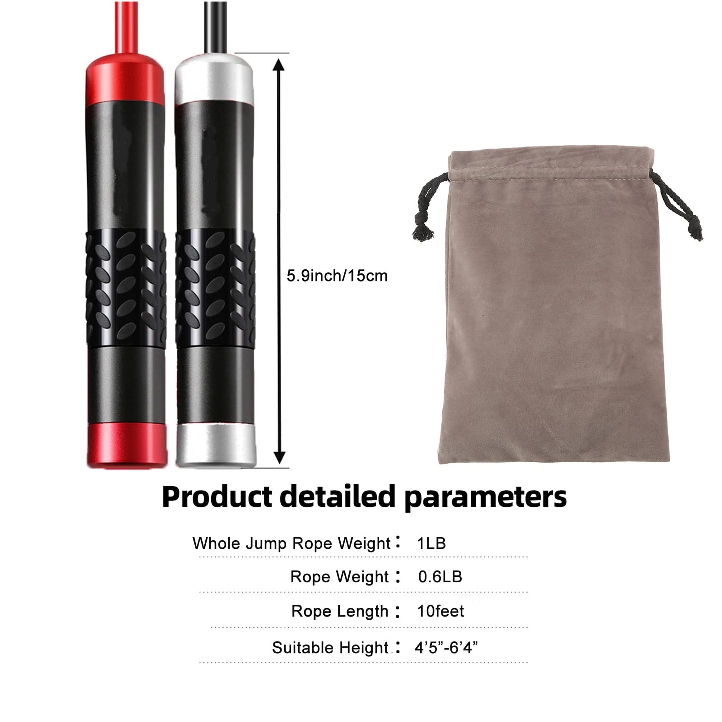 Gaoykai Weighted Jump Rope for Women,Men,Heavy Jump Rope with Adjustable Bold PVC Rope,Ball Bearing Aluminum Handle,Great for Crossfit Training, Boxing, and MMA Workouts