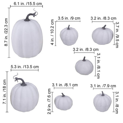 14 Pcs Assorted Fall Artificial Pumpkins Harvest Frosted Pumpkins Gold Brushed White Foam Pumpkins and White Faux Pumpkins for Fall Autumn Season Halloween Thanksgiving Harvest Holiday Season Festive