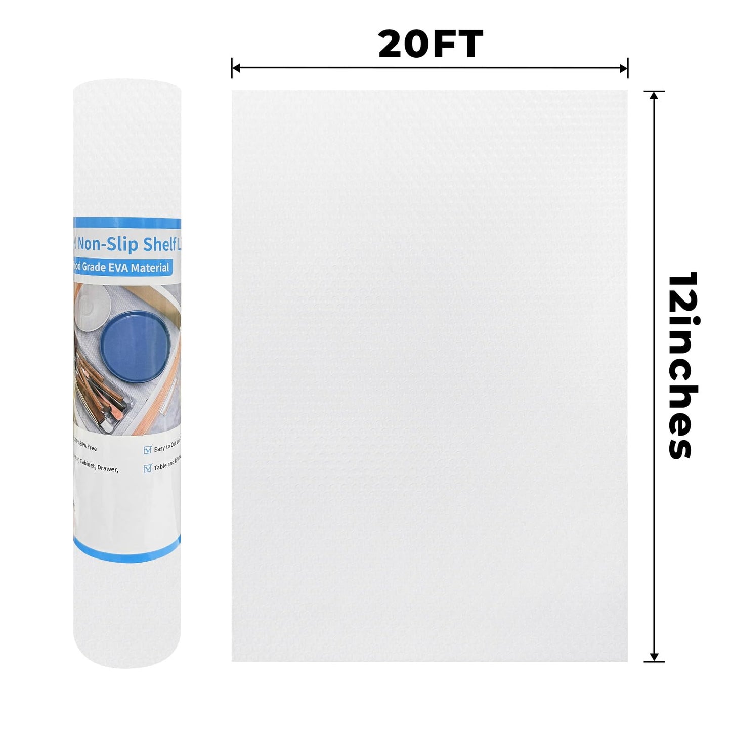 Kitchen Shelf Liner Non-Slip Cabinet Liner 12 in x 20 FT Washable Refrigerator Liners Oil-Proof Drawer Liners for Kitchen Dining Transparent Wide 12inch