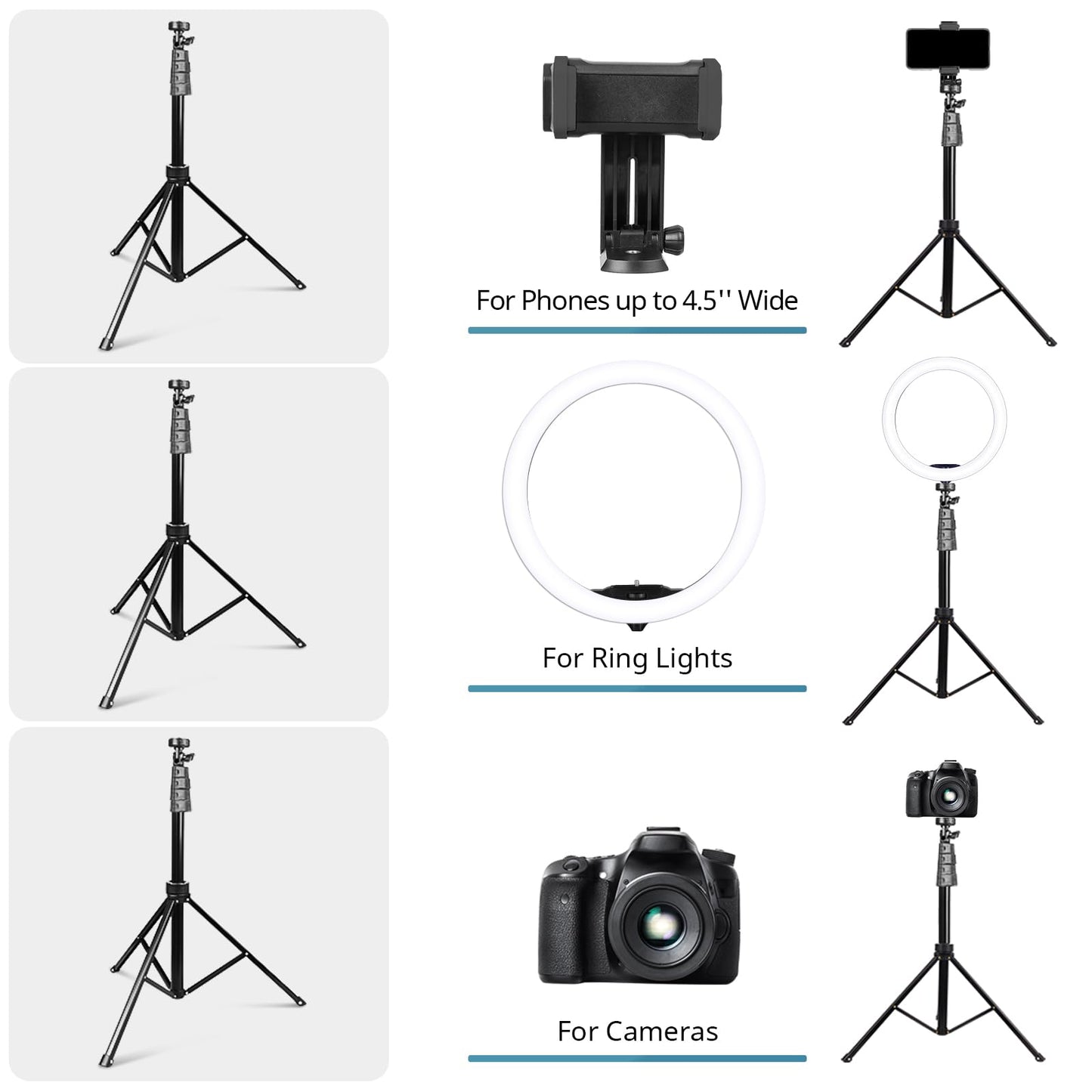 Eicaus 12" Ring Light with Tripod Stand and Phone Holder,Selfie LED Lighting with 62" Phone and Stand,Circle Ringlight for Photography,TIK Tok and YouTube,Compatible with iPhone, Android and Cameras