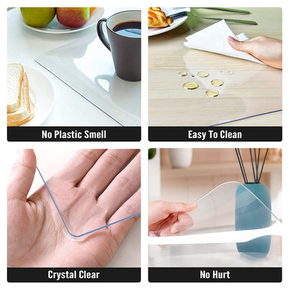 Royhom Clear Table Cover Protector 20 x 72 Inch, 2mm Thick Clear Plastic Table Cover Protector, PVC Desk Mat, Easy to Clean, Waterproof Tablecloth for Kitchen, Dinning Room
