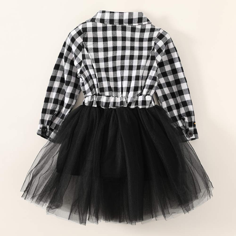 Little Baby Girl Black and White Dress Buffalo Plaid Tutu Skirt Party Princess Formal Outfit Clothes 2-3T