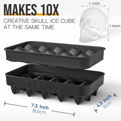 HAVOER 3D Skull Ice Cube Mold Tray -Novelty Shaped Ice Maker for Whiskey Cocktails Drinkers,Bartenders,Easy Release Silicone kull Molds,Baking Chocolate Candy,Home Bars