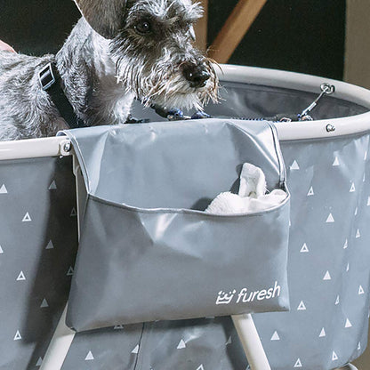 Furesh Little Dipper Dog Bath Tub and Wash Station for Bathing Shower and Grooming, Elevated Foldable and Portable, Indoor and Outdoor, for Small and Medium Size Dogs, Cats and Other Pet (Gray)