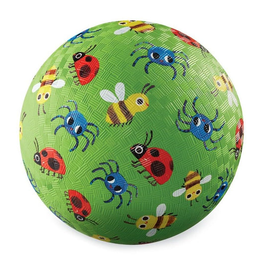 Crocodile Creek Playground Ball - Durable Rubber Ball for Kids Ages 3 and Up - Bouncy Inflatable Ball for Kickball, Indoor Games, and Outdoor Sports - PVC-Free - Bugs and Spiders - 5-inch Diameter