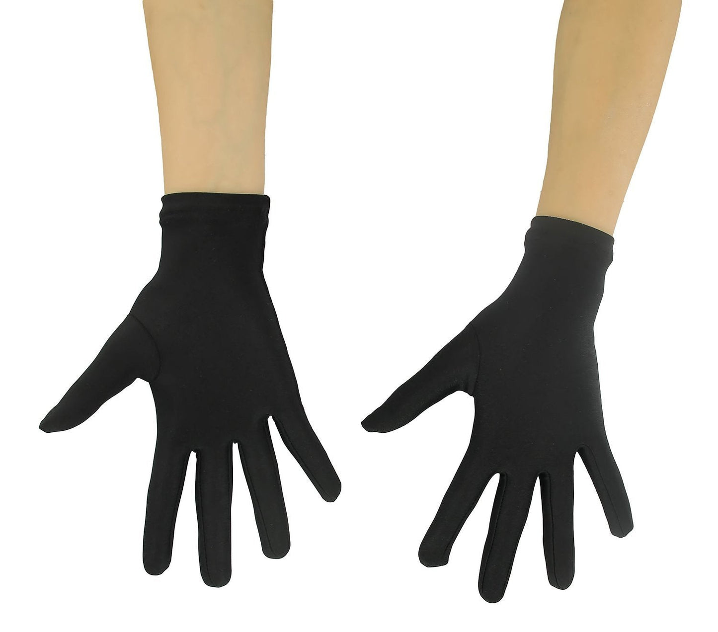 Ensnovo Adult Wrist Length Spandex Full Finger Stretchy Short Gloves Black M