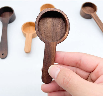 Coffee Spoons, Wooden Tablespoon Scoop, Wooden Coffee Ground Spoon, Measuring for Ground Beans or tea, Soup Cooking Mixing Stirrer Kitchen Tools Utensils, 1 Wooden Tea Scoop (Walnut Wooden 3.86 in）