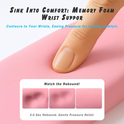 ErgoComfort Gel Wrist Rest Mouse Pad-Ergonomic Office Mousepad with Wrist Support-Non-Slip, Design Desk Accessories Mat for Home&Game Decor (09PinkSerenity Set)