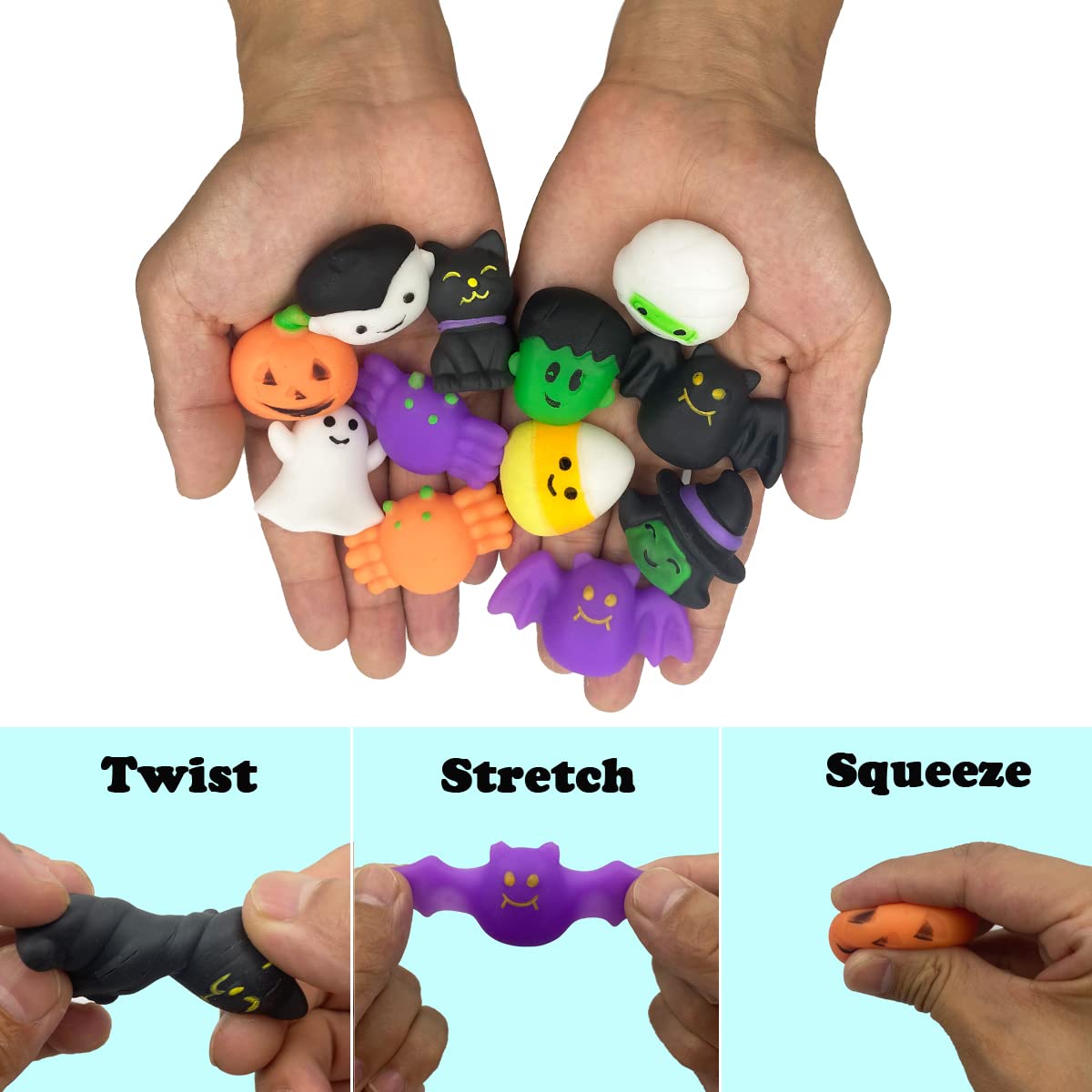 Jofan 36 PCS Halloween Mochi Squishy Toys Squishies for Kids Girls Boys Halloween Party Favors Halloween Treat Bags Gifts