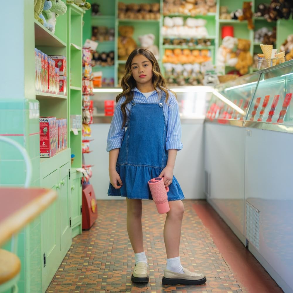 HydroJug Kids - 20 oz Insulated Kids Water Bottle with Flip Straw & Handle | Leak-Proof & Durable | Perfect for School, Sports, Lunch, Travel & Camp, Daisy Checkers