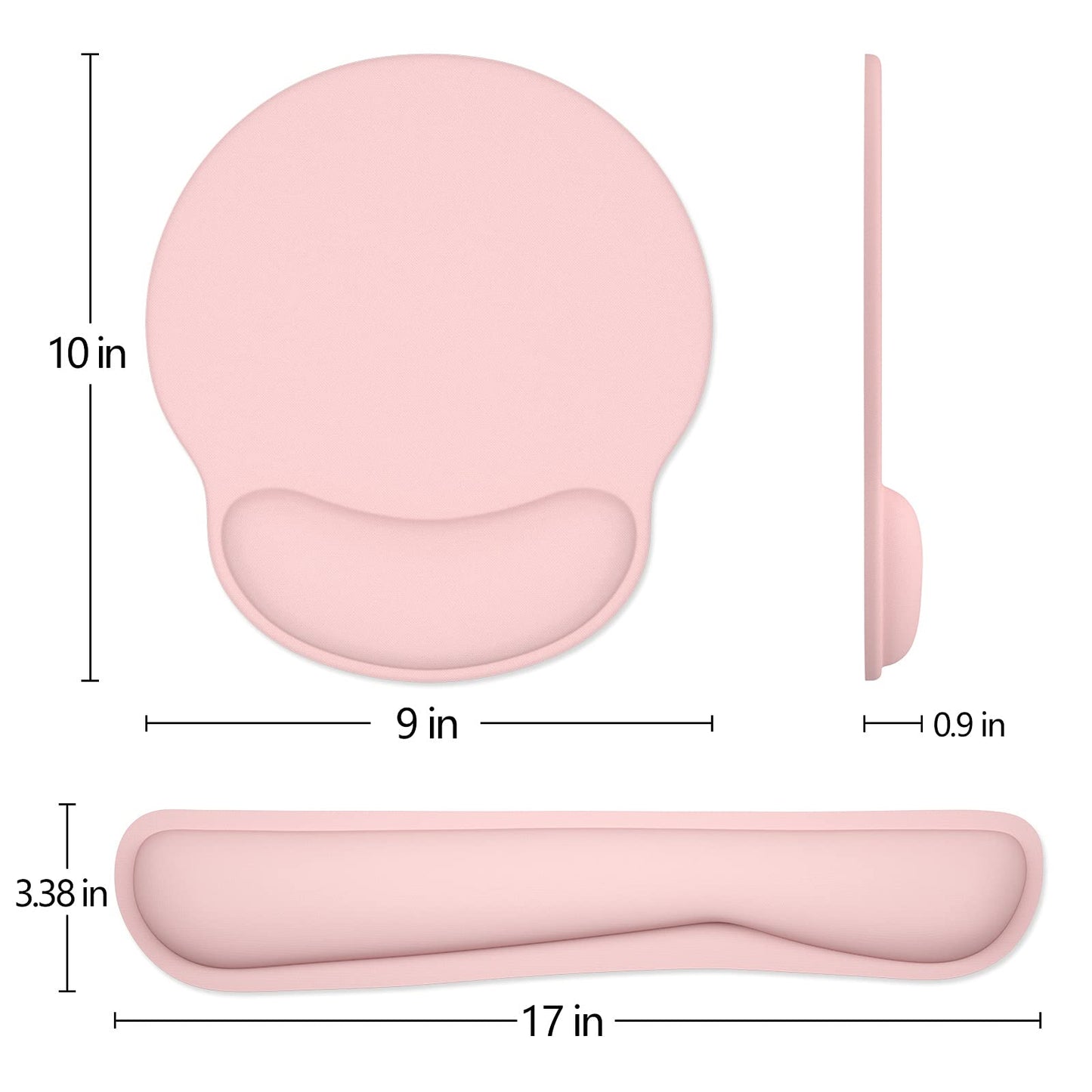 Dapesuom Keyboard Wrist Rest and Mouse Pad with Wrist Support, Cute Memory Foam Cushion for Keyboard and Mouse Set, Ergonomic Desktop Pad Rests with Non Slip Base for Easy Typing & Pain Relief, Pink