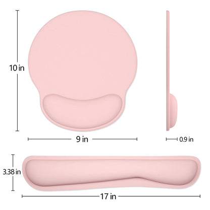 Dapesuom Keyboard Wrist Rest and Mouse Pad with Wrist Support, Cute Memory Foam Cushion for Keyboard and Mouse Set, Ergonomic Desktop Pad Rests with Non Slip Base for Easy Typing & Pain Relief, Pink