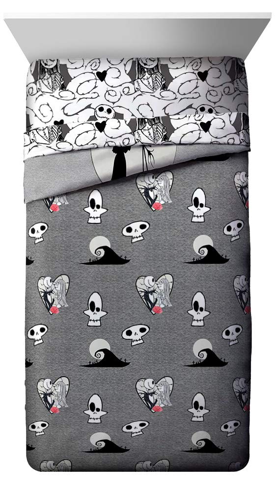 Jay Franco Disney Nightmare Before Christmas Moonlight 7 Piece Full Bed Set - Includes Reversible Comforter & Sheet Set - Features Jack Skellington and Sally - Super Soft Microfiber