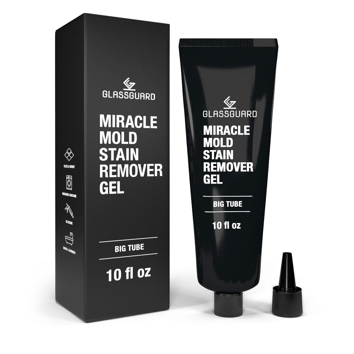 Glassguard Miracle Mold Stain Cleaner Gel for Hard Stains – Mold Cleaning Gel for Grouts, Ceramic, Glass, Silicone, Caulk & More – Washing Machine Cleaner Front Loader (300 ml / 10 oz)