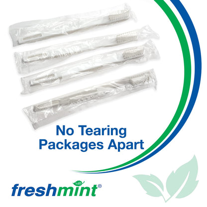 FRESHMINT Individually Wrapped Bulk 30 Tuft Adult Toothbrush (144 Pack) with Soft Nylon Bristles, Perfect for Travel, Hotel, Donation