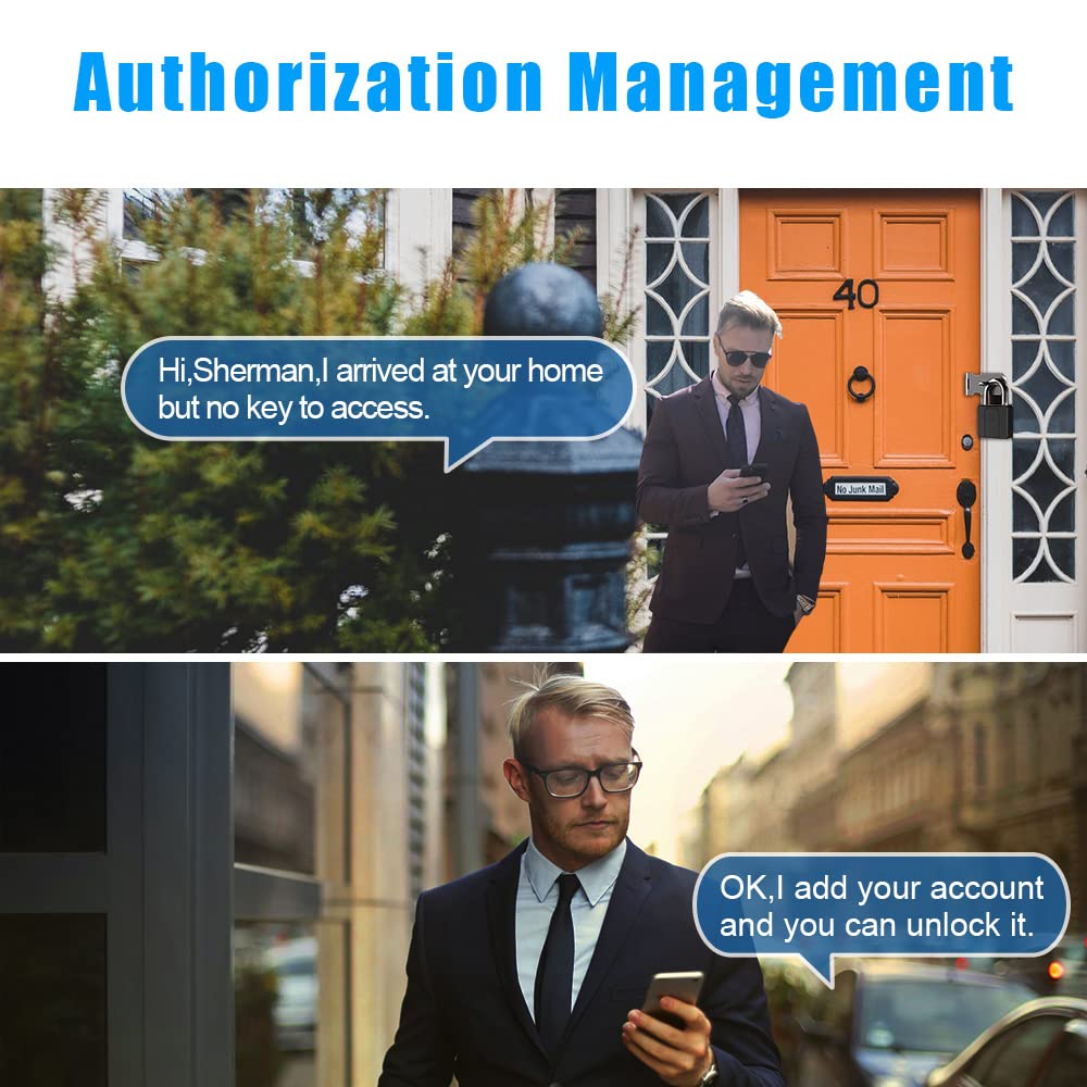 Key Padlock with Fingerprint Bluetooth App eLinkSmart Combination Lock: Large Padlock for Truck Gate Footlocker Gym Locker Outdoor Waterproof Heavy Duty Support iOS Watch