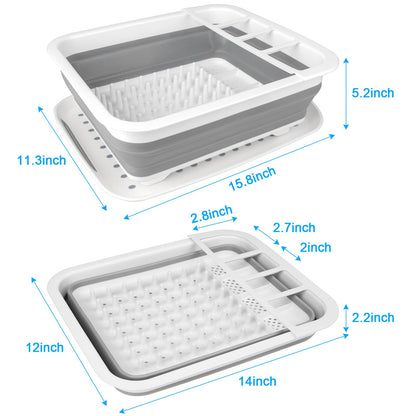 Collapsible Dish Drying Rack Portable Dish Drainers for Kitchen Counter with Drainboard, Kitchen Sink Organizer Basket RV Accessories Camper Storage and Organization Dish Rack Over Sink Drying Rack