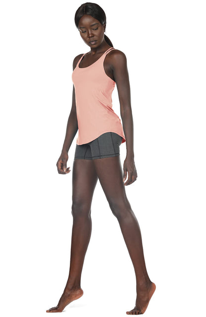 icyzone Workout Tank Tops Built in Bra - Women's Strappy Athletic Yoga Tops, Running Exercise Gym Shirts (XL, Pale Blush)