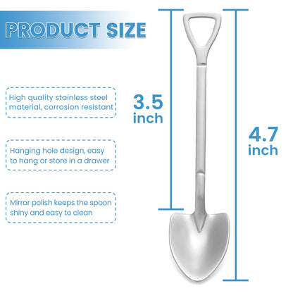 20 Pack Shovel Shape Demitasse Espresso Mini Coffee Spoons, 4.7 Inches Stainless Steel, Small for Dessert, Tea, Appetizer, Party Supplies