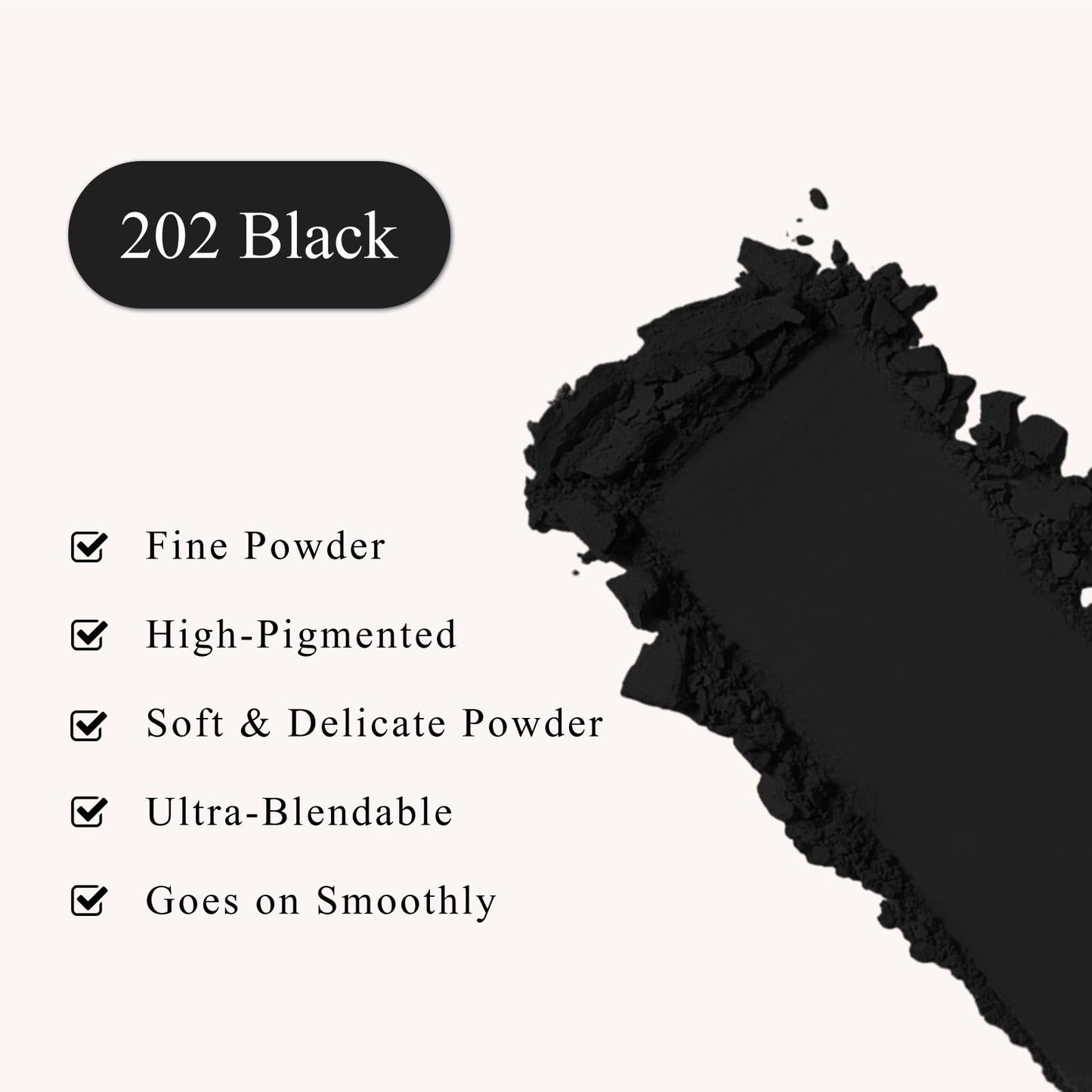 FIVEFULU Single Black Eyeshadow, Pressed Powder Matte Eye-Shadow Palette Make-up, Blendable Long Lasting High Pigment Black Eye Makeup Halloween Paint & Face Body Paint