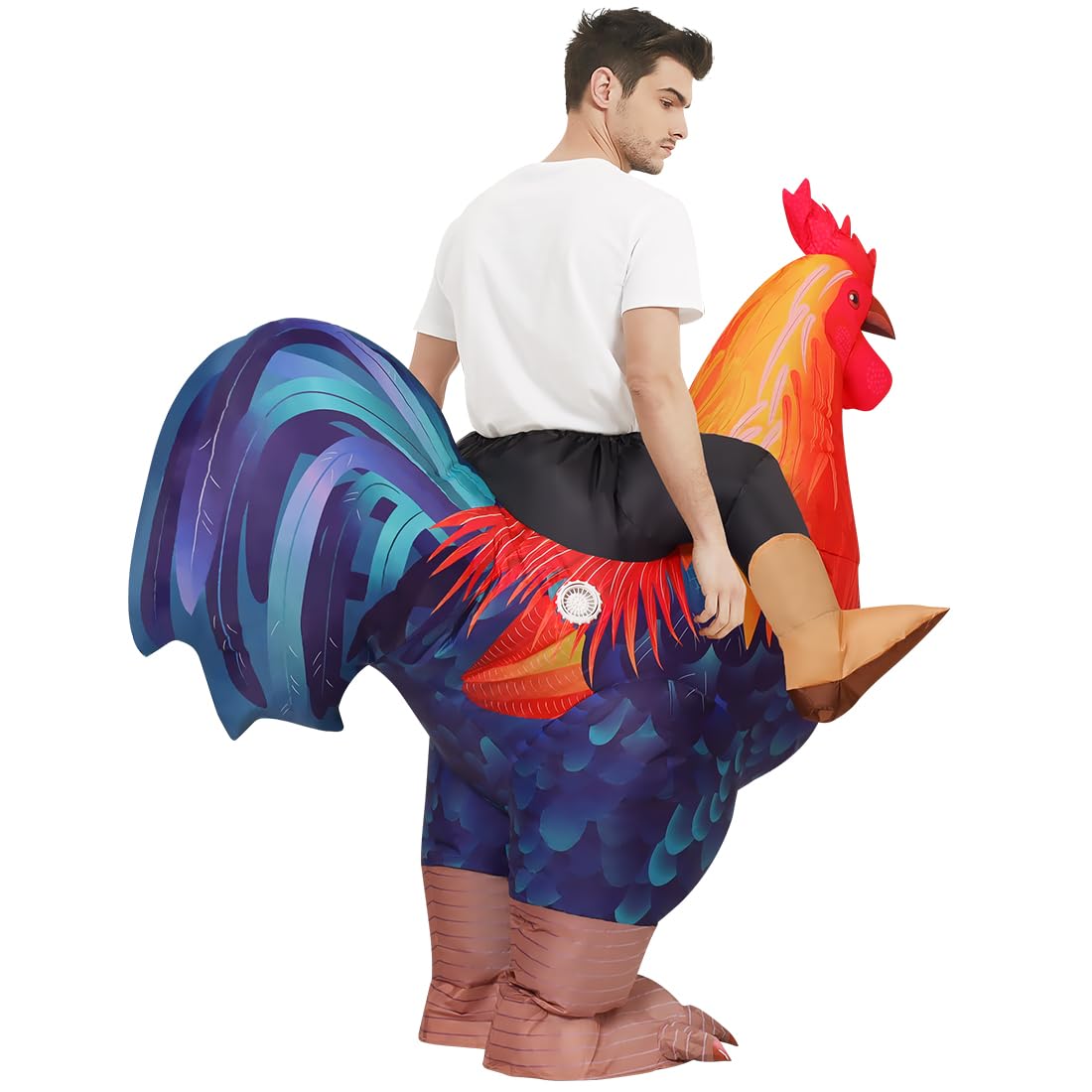 COMIN Inflatable Chicken Costume Ride-on Rooster Adult Blow up Suit Funny Fancy Dress Cosplay Halloween Costume