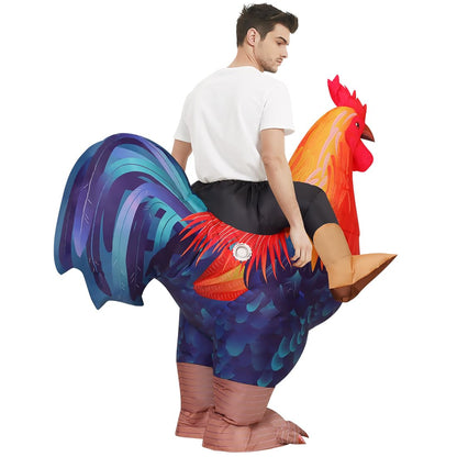 COMIN Inflatable Chicken Costume Ride-on Rooster Adult Blow up Suit Funny Fancy Dress Cosplay Halloween Costume