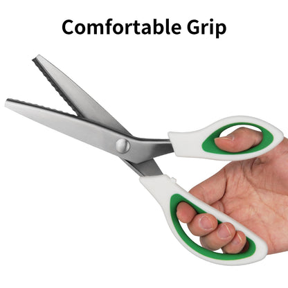 Fri4Free Pinking Shears, 9" Zig Zag Craft Scissors Decorative Edge, Pinking Shears for Fabric Cutting, Professional Dressmaking Sharp Comfort Grips Scrapbook Fabric Sewing Scissors