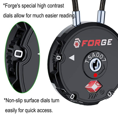 Forge Quality TSA Approved Luggage Locks for Travel Accessories, Suitcase, Pelican case, Ammo Boxes, Set Your own Combination, Zinc Alloy Body-Cable Black 4 Locks