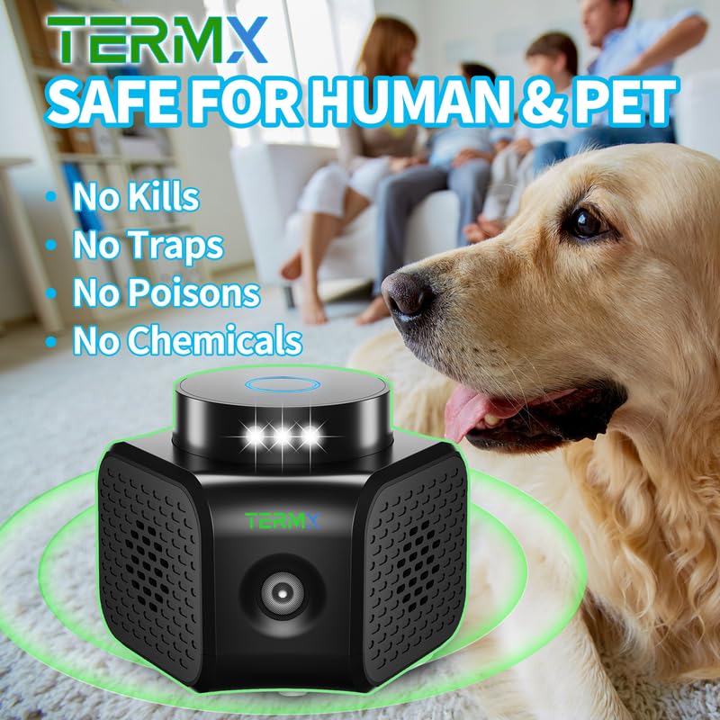 TERMX Rat Repellent for House Best Thing to Get Rid of Mice with 4 Modes Attic Rodent Deterrent Looking The Best Ultrasonic Pest Repeller Indoor No Touch Solution for House Garage Warehouse RV etc