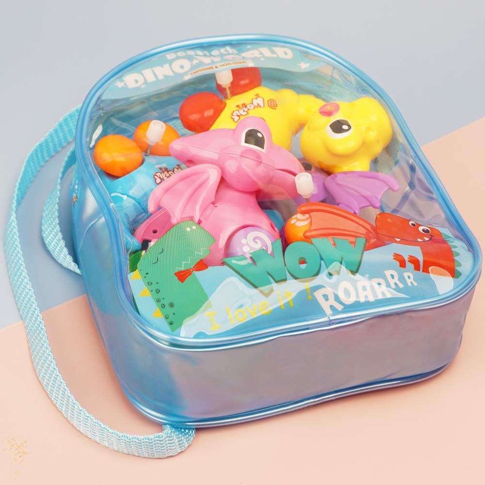 Dinosaur Toys - 6 Pack Wind Up Pull Back for 3-6 Years Old Girls Toddlers Boys, Birthday Party Supplies Favors With Backpack