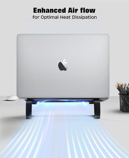 Thibault Aluminum Laptop Stand for Desk - Cooling Ergonomic Design - Fits MacBook Air Pro/DELL/HP/Lenovo/ThinkPad/Alienware - 13/14/15.6/16 -Easy Assembly- Ventilated Laptop Stand for Optimal Airflow