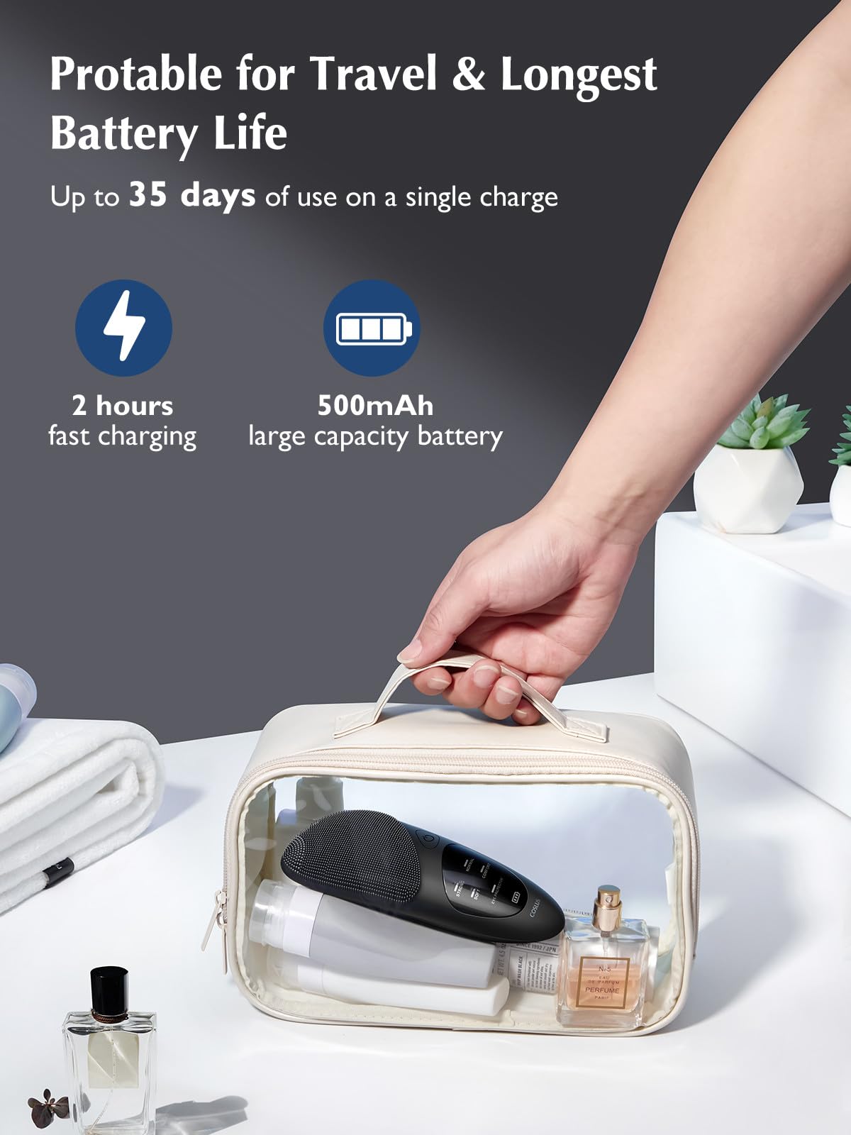 COSLUS Face Scrubber Facial Cleansing Brush: Silicone Portable Waterproof Rechargeable Face Wash Brush, 4 Cleansing Modes, Electric Face Exfoliator for Men Women Cleaning, Exfoliating, Massaging