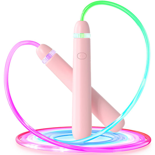 LED Light Up Jump Rope for Kids and Adult, Adjustable Glowing Skipping Rope for Boys and Girls, Colorful Luminous Jumping Rope for Fitness and Workout Pink