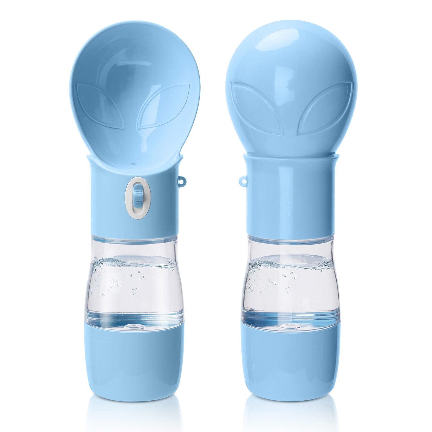 Dog Water Bottle with Food Container, Portable Dogs Water Dispenser, Outdoor Drink Bottles for Puppy, Cat, Pet, Essential Items for Travel, Walking, Hiking, Dog Accessories (Blue, with Food Container)
