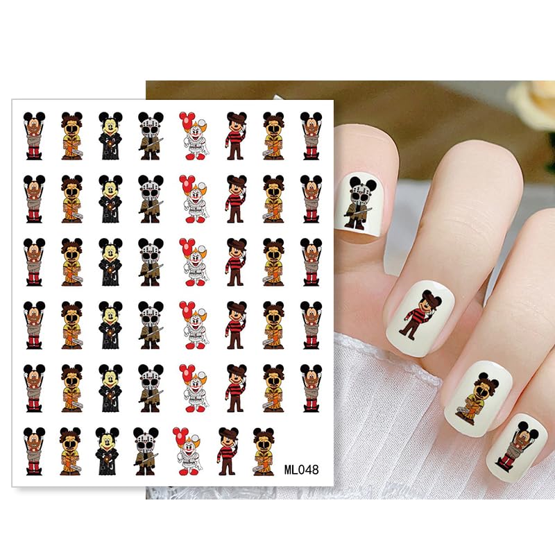 8 Sheets Laser Halloween Nail Art Stickers - Cute Ghost Cartoon Self Adhesive Nail Design Stickers - Supply Laser Pumpkin Ghost Nail Decals for Women Girls DIY Manicure