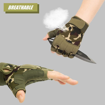 HYCOPROT Fingerless Gloves, Knuckle Protective Breathable Lightweight Outdoor Gloves for Shooting, Hunting, Motorcycling, Climbing (S, Green)