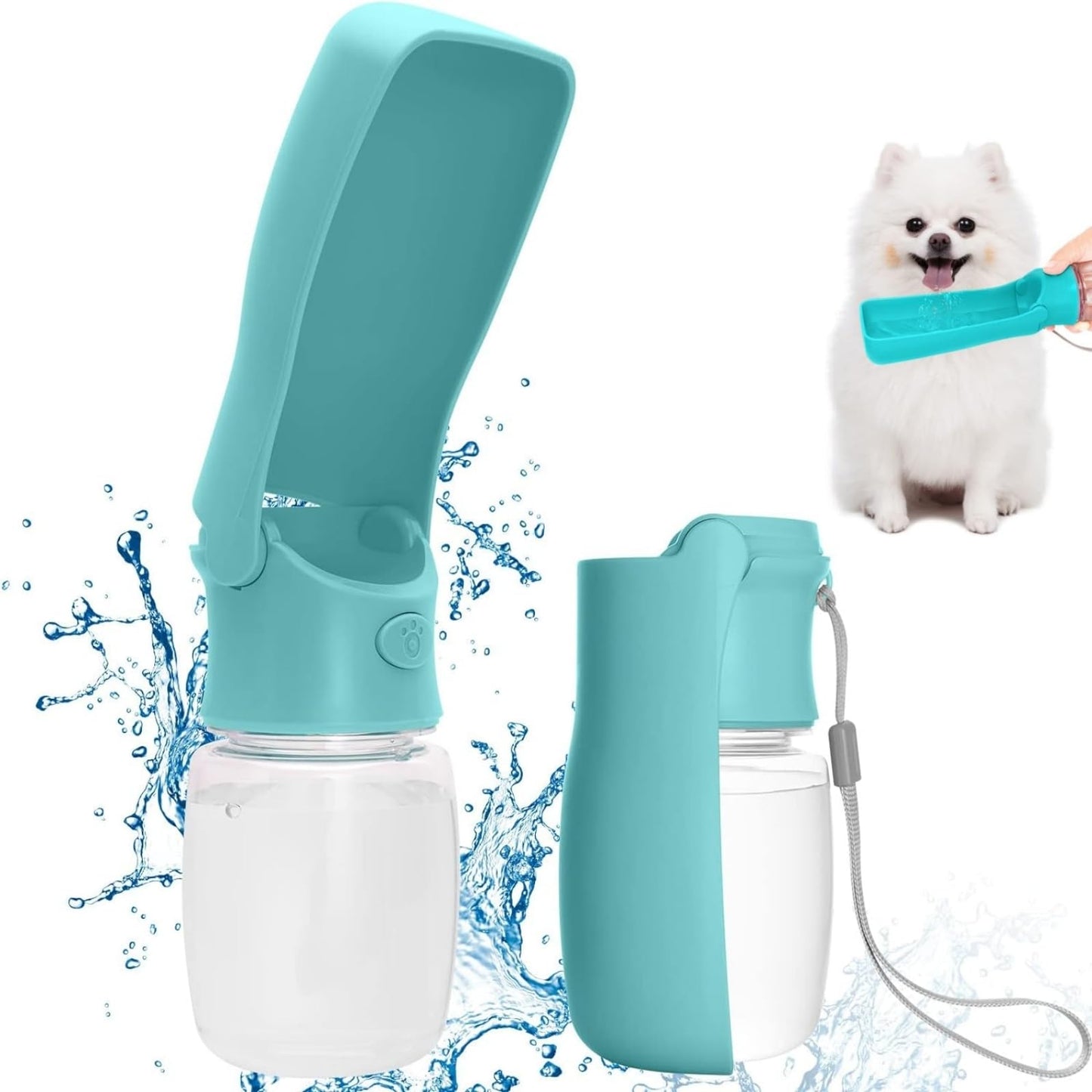 COMTENS Portable Dog Water Bottle for Walking, Leak Proof Foldable Pet Water Bottles Dispenser Bowl Travel Drink Cup for Walking Hiking Traveling