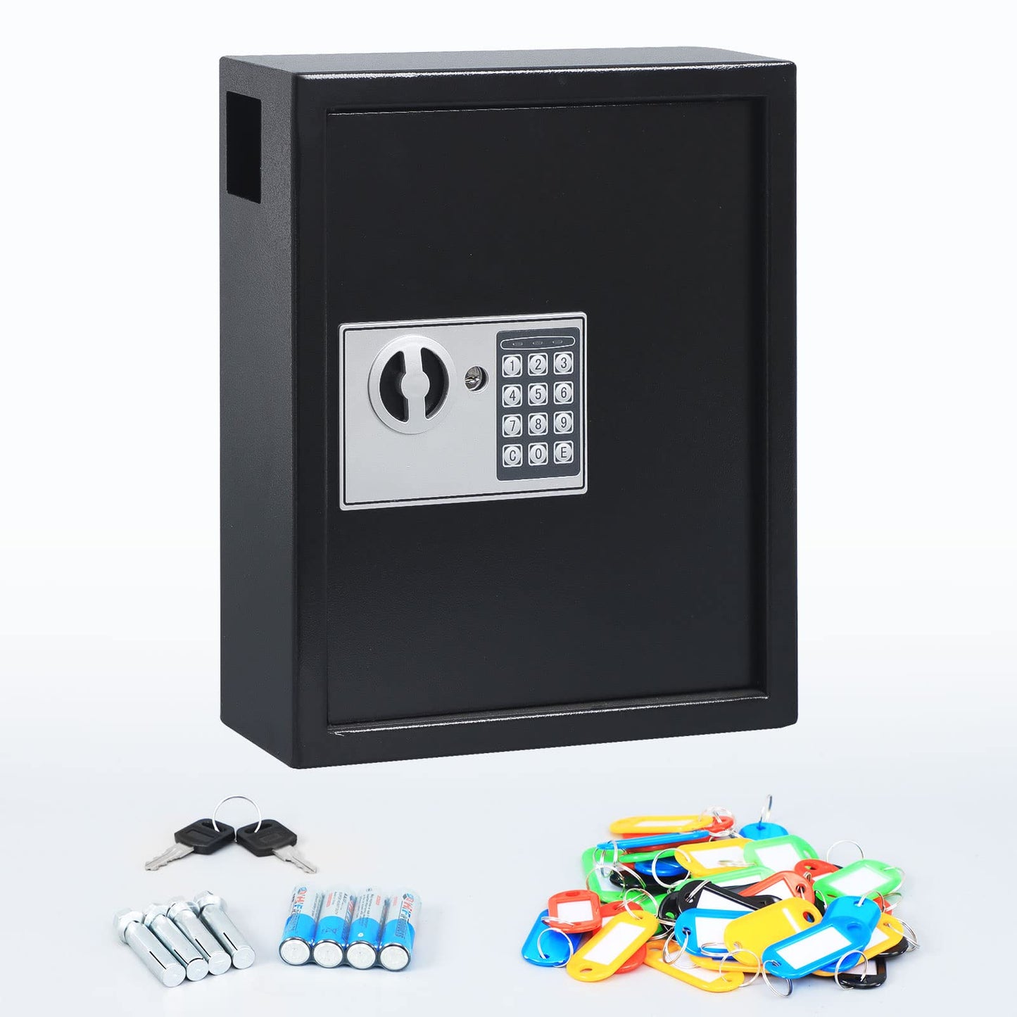 KYODOLED Electronic 40 Keys Cabinet Wall Mount,Digital Key Safe Lock Box,Large Security Lockbox for House Key,Heavy Duty Combination Lock Storage,14.37'' X 11.8'' X3.93'' (Black,40 Keys)